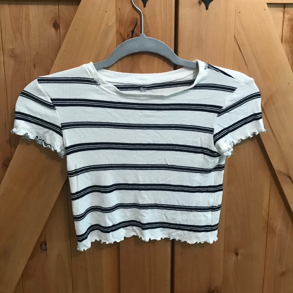 White and navy striped shirt